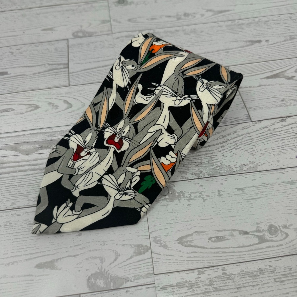 Looney Tunes‎ Bugs Bunny All Over Print Silk Necktie Men's VTG